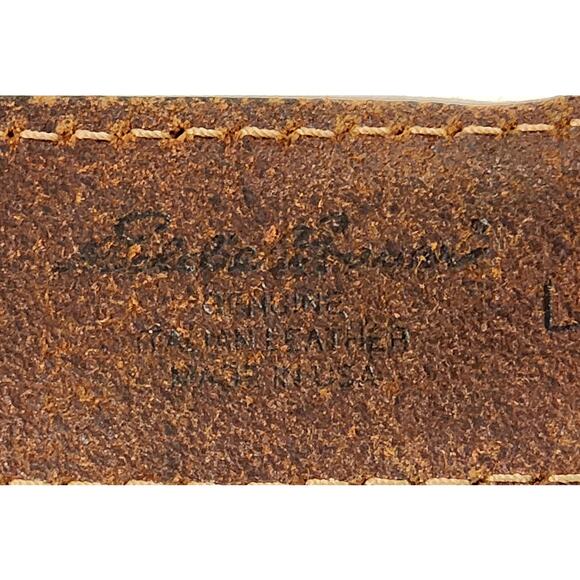 Eddie Bauer Brown Leather Belt with Contrast Stitching & Jute Detail Unisex sz L - Picture 9 of 9